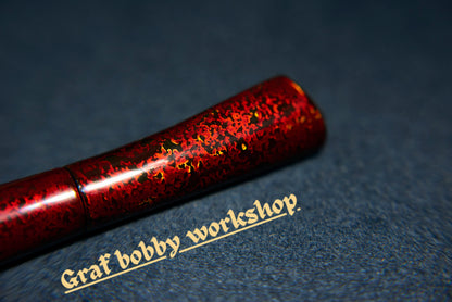 Ebonite/Ebony Red&Green Gem Sand  Dorsal Fin Fountain Pen Barrel