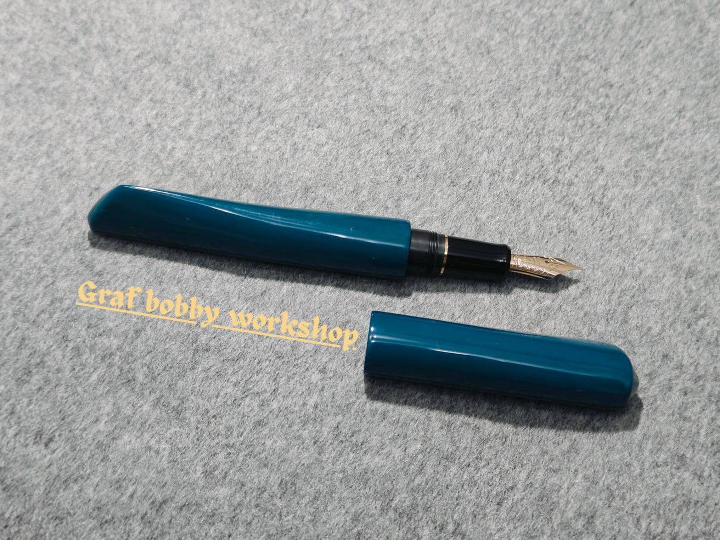 Ebony Blue Urushi Dorsal Fin Fountain Pen Barrel