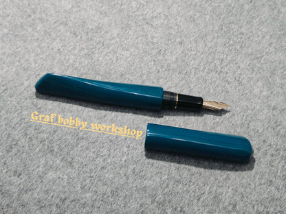 Ebony Blue Urushi Dorsal Fin Fountain Pen Barrel
