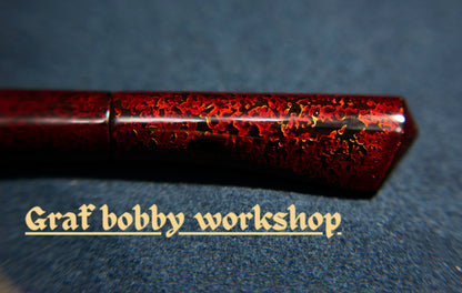 Ebonite/Ebony Red&Green Gem Sand  Dorsal Fin Fountain Pen Barrel